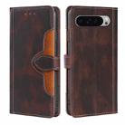 For Google Pixel 9 Pro XL Skin Feel Magnetic Buckle Leather Phone Case(Brown) - 1