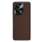 For OPPO Reno9 Genuine Leather Litchi Texture Phone Case(Coffee) - 1