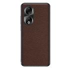 For Honor 90 Genuine Leather Litchi Texture Phone Case(Coffee) - 1