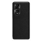 For Honor 70 Pro Genuine Leather Litchi Texture Phone Case(Black) - 1