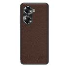 For Honor 60 Pro Genuine Leather Litchi Texture Phone Case(Coffee) - 1