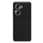 For Honor 60 Pro Genuine Leather Litchi Texture Phone Case(Black) - 1