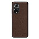 For Honor 50 Pro Genuine Leather Litchi Texture Phone Case(Coffee) - 1