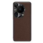 For Huawei Pura 70 Ultra Genuine Leather Litchi Texture Phone Case(Coffee) - 1