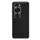 For Huawei P60 Genuine Leather Litchi Texture Phone Case(Black) - 1