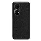 For Huawei P50 Genuine Leather Litchi Texture Phone Case(Black) - 1