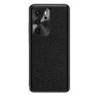 For Huawei P40 Pro Genuine Leather Litchi Texture Phone Case(Black) - 1