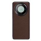 For Huawei Mate 60 Genuine Leather Litchi Texture Phone Case(Coffee) - 1