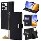 For Realme 14 5G Global Crossbody Chain Leather Phone Case(Black) - 1
