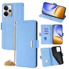 For Realme 14 5G Global Crossbody Chain Leather Phone Case(Blue) - 1