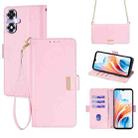 For OPPO A2X 5G / A2M 5G Crossbody Chain Leather Phone Case(Pink) - 1