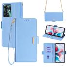 For OPPO Reno11 F 5G Crossbody Chain Leather Phone Case(Blue) - 1