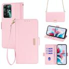 For OPPO Reno11 F 5G Crossbody Chain Leather Phone Case(Pink) - 1