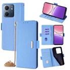 For OPPO A5x 5G Global Crossbody Chain Leather Phone Case(Blue) - 1