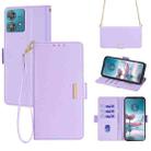 For Motorola Edge 40 Neo 5G Crossbody Chain Leather Phone Case(Purple) - 1