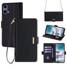 For Motorola Moto G24 5G Crossbody Chain Leather Phone Case(Black) - 1