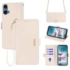 For Motorola Moto G24 5G Crossbody Chain Leather Phone Case(White) - 1