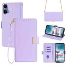 For Motorola Moto G34 5G Crossbody Chain Leather Phone Case(Purple) - 1