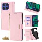 For Motorola Moto G Stylus 5G 2025 Crossbody Chain Leather Phone Case(Pink) - 1