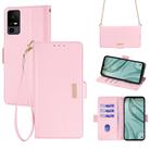 For TCL 40 XE 5G / 40X 5G / T601D Crossbody Chain Leather Phone Case(Pink) - 1