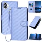 For Nothing Phone 1 YX0070 Carbon Fiber Buckle Leather Phone Case with Lanyard(Light Purple) - 1