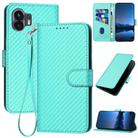 For Nothing Phone 2 YX0070 Carbon Fiber Buckle Leather Phone Case with Lanyard(Light Blue) - 1
