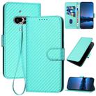 For Nothing Phone 3a YX0070 Carbon Fiber Buckle Leather Phone Case with Lanyard(Light Blue) - 1