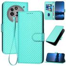 For Nothing Phone 3a Pro YX0070 Carbon Fiber Buckle Leather Phone Case with Lanyard(Light Blue) - 1