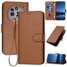 For Nothing Phone 3a Pro YX0070 Carbon Fiber Buckle Leather Phone Case with Lanyard(Coffee) - 1