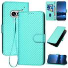 For Nothing Phone 2a YX0070 Carbon Fiber Buckle Leather Phone Case with Lanyard(Light Blue) - 1