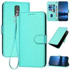 For ZTE Blade A32 YX0070 Carbon Fiber Buckle Leather Phone Case with Lanyard(Light Blue) - 1