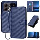 For ZTE Blade A54 YX0070 Carbon Fiber Buckle Leather Phone Case with Lanyard(Royal Blue) - 1