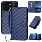 For ZTE Blade A55 / A35 YX0070 Carbon Fiber Buckle Leather Phone Case with Lanyard(Royal Blue) - 1
