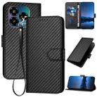 For ZTE Blade V60 Design YX0070 Carbon Fiber Buckle Leather Phone Case with Lanyard(Black) - 1