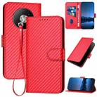 For ZTE Fresh 50 YX0070 Carbon Fiber Buckle Leather Phone Case with Lanyard(Red) - 1