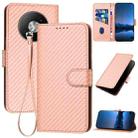 For ZTE Fresh 50 YX0070 Carbon Fiber Buckle Leather Phone Case with Lanyard(Pink) - 1