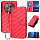 For ZTE nubia Focus Pro YX0070 Carbon Fiber Buckle Leather Phone Case with Lanyard(Red) - 1
