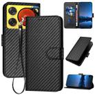 For ZTE nubia Music 2 YX0070 Carbon Fiber Buckle Leather Phone Case with Lanyard(Black) - 1