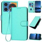 For ZTE nubia Music YX0070 Carbon Fiber Buckle Leather Phone Case with Lanyard(Light Blue) - 1