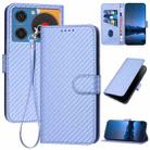For ZTE nubia Music YX0070 Carbon Fiber Buckle Leather Phone Case with Lanyard(Light Purple) - 1