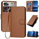 For ZTE nubia Z60 Ultra YX0070 Carbon Fiber Buckle Leather Phone Case with Lanyard(Coffee) - 1