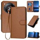 For ZTE nubia Z60S Pro YX0070 Carbon Fiber Buckle Leather Phone Case with Lanyard(Coffee) - 1