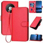 For ZTE Voyage 41 5G YX0070 Carbon Fiber Buckle Leather Phone Case with Lanyard(Red) - 1