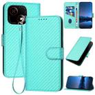 For ZTE Blade A35e 4G YX0070 Carbon Fiber Buckle Leather Phone Case with Lanyard(Light Blue) - 1