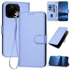 For ZTE Blade A35e 4G YX0070 Carbon Fiber Buckle Leather Phone Case with Lanyard(Light Purple) - 1