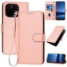 For ZTE Blade A35e 4G YX0070 Carbon Fiber Buckle Leather Phone Case with Lanyard(Pink) - 1