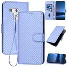 For Fujitsu Arrows F-01L F-42A YX0070 Carbon Fiber Buckle Leather Phone Case with Lanyard(Light Purple) - 1