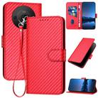 For Sharp Aquos R8 Pro SH-51D YX0070 Carbon Fiber Buckle Leather Phone Case with Lanyard(Red) - 1