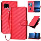 For Sharp Aquos Sense4 YX0070 Carbon Fiber Buckle Leather Phone Case with Lanyard(Red) - 1