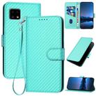 For Sharp Aquos Sense4 YX0070 Carbon Fiber Buckle Leather Phone Case with Lanyard(Light Blue) - 1